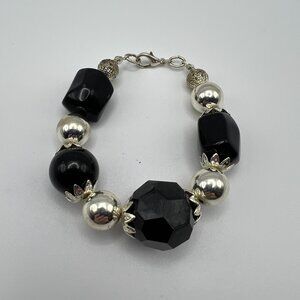 Black & Silver Beaded Necklace For Labubu Monster Plush